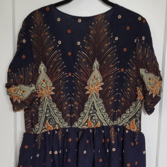 Size 14-16 BloomChic NWT Navy Bandana Pocket Button Wrap split midi Dress - Picture 2 of 4